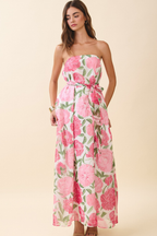 Peony Dreams Maxi Dress with Neck Scarf