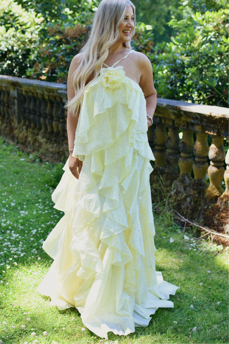 Amal Tiered Ruffle Maxi Dress - Butter Yellow