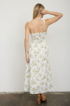 Olive Blossom Eyelet Midi Dress