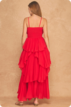 Valencia Pleated Ruffle Maxi Dress