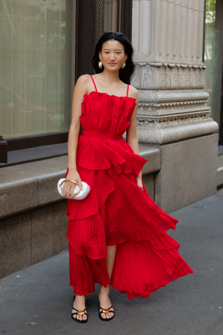 Valencia Pleated Ruffle Maxi Dress