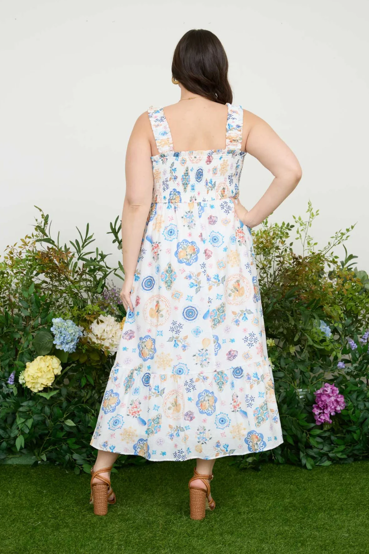 Milos Graphic Print Midi Dress
