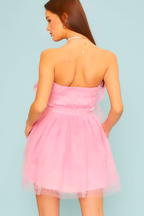 Lowery Swiss Dot Bow Mini Dress - Pink - FINAL SALE