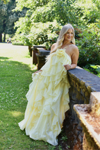Amal Tiered Ruffle Maxi Dress - Butter Yellow