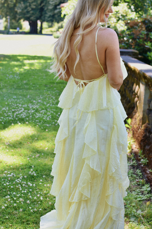 Amal Tiered Ruffle Maxi Dress - Butter Yellow