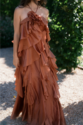 Amal Tiered Ruffle Maxi Dress - Terracotta