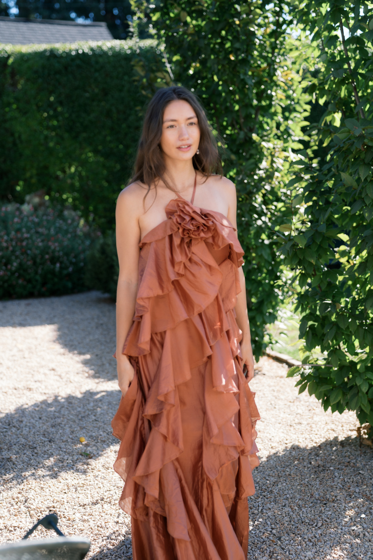 Amal Tiered Ruffle Maxi Dress - Terracotta