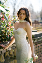 Amana Strapless Scarf Maxi Dress - White