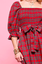 Bennett Red Plaid Midi Dress - FINAL SALE
