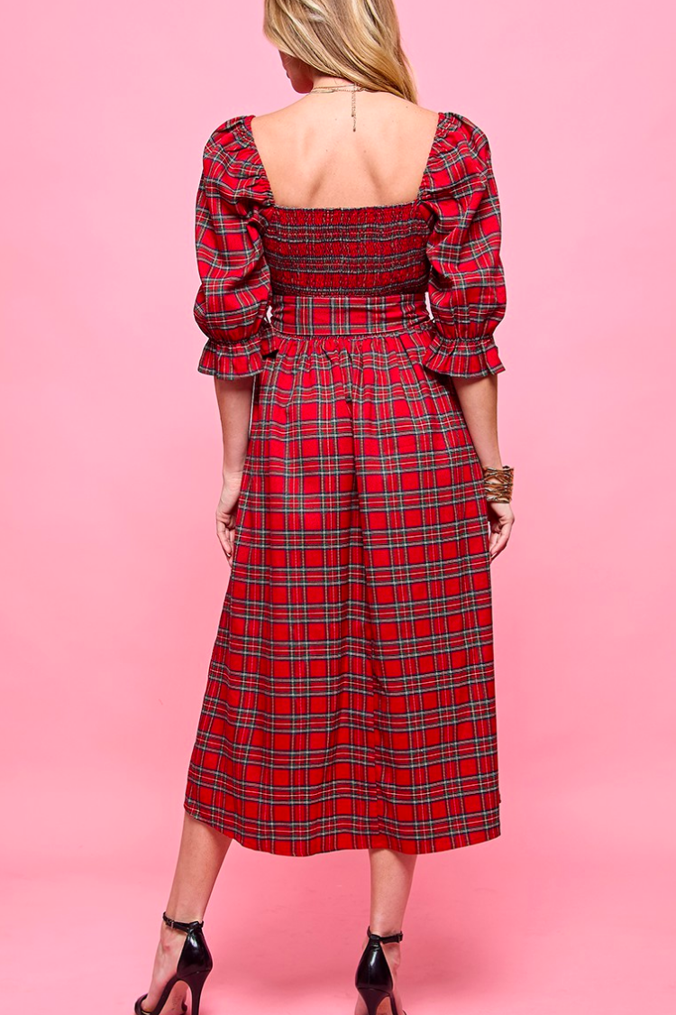 Bennett Red Plaid Midi Dress - FINAL SALE