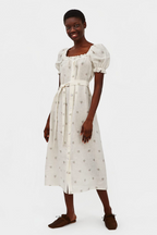 Brigitte Linen Midi Dress - Bouquets - FINAL SALE