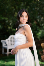 Bronwyn White Strapless Maxi Dress with Neck Scarf