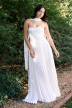 Bronwyn White Strapless Maxi Dress with Neck Scarf