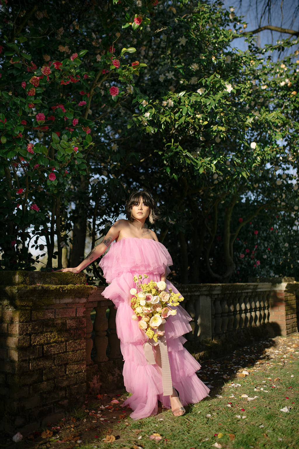 Chloe Pink Tulle High-Low Maxi Dress
