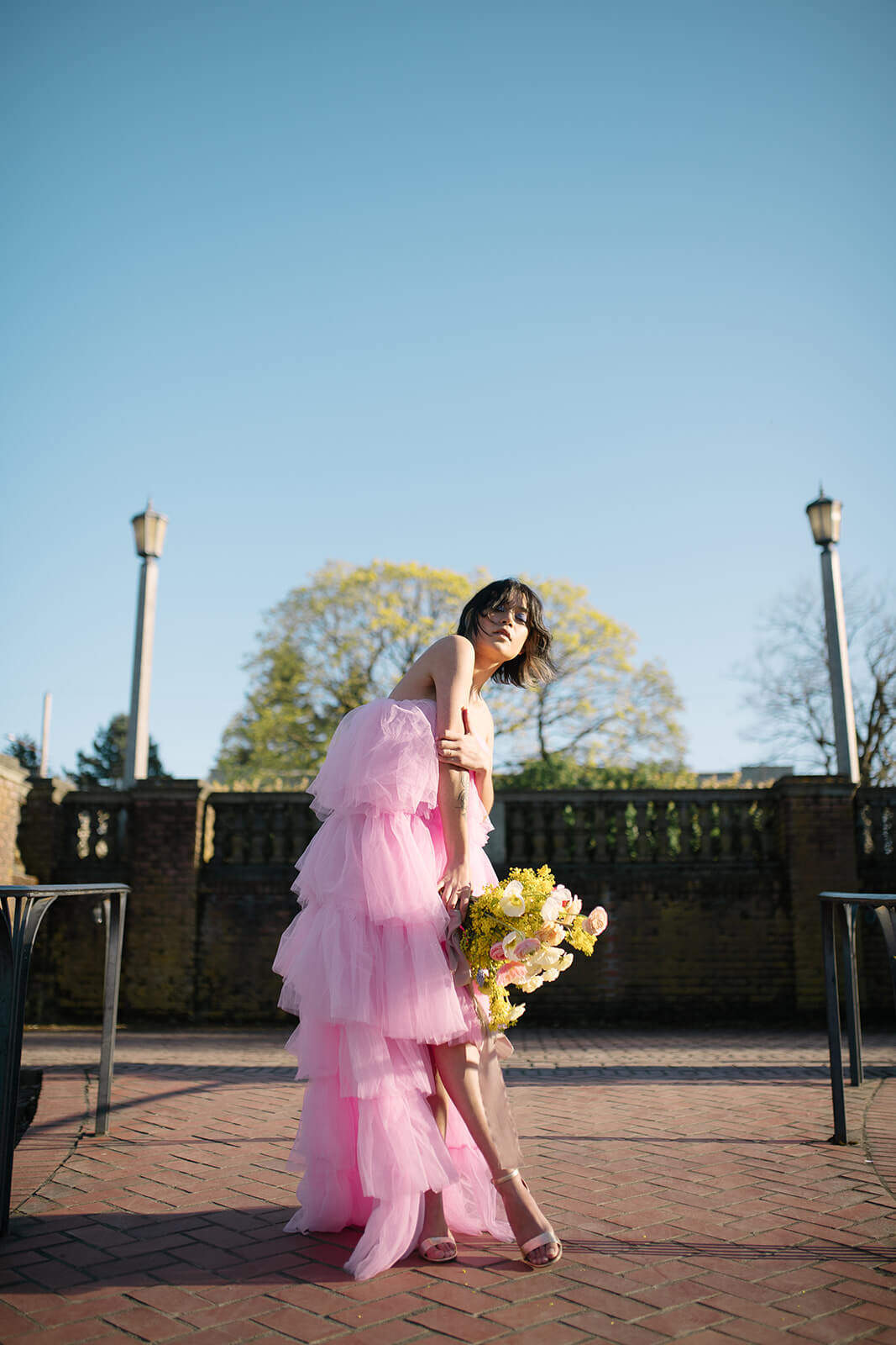 Chloe Pink Tulle High-Low Maxi Dress