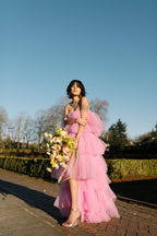 Chloe Pink Tulle High-Low Maxi Dress