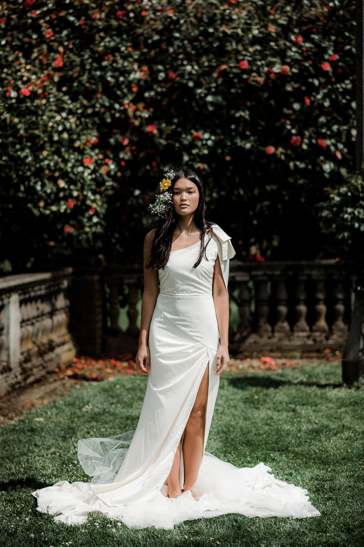 Caila One Shoulder Maxi with Cape - FINAL SALE
