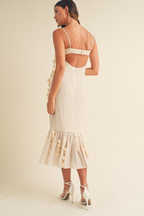 Pre-Order - Camille 3D Floral Bustier Midi Dress - Cream - 9/30