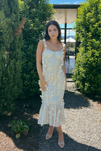 Pre-Order - Camille 3D Floral Bustier Midi Dress - Cream - 9/30