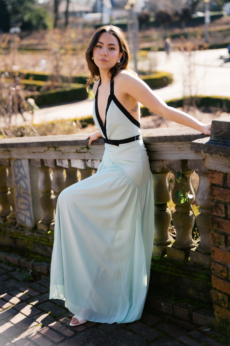 Camille Maxi Dress with Bow Detail - Mint