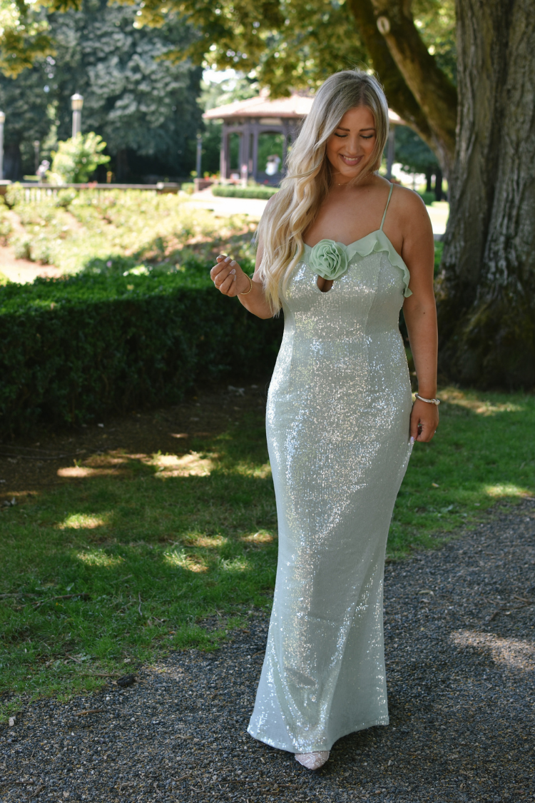 Celeste Sequin Mint Maxi Dress