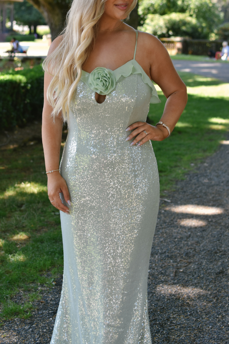 Celeste Sequin Mint Maxi Dress