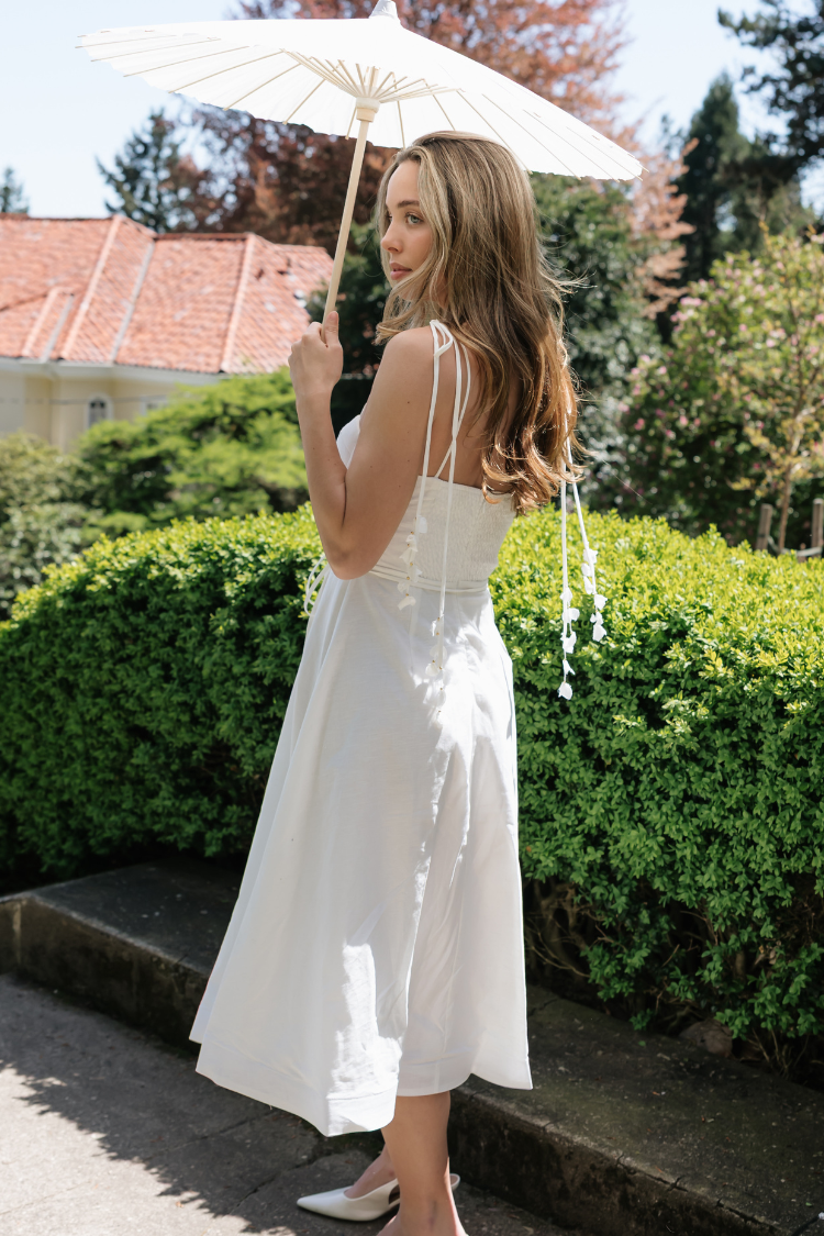 Chiara White Bustier-Style Midi Dress