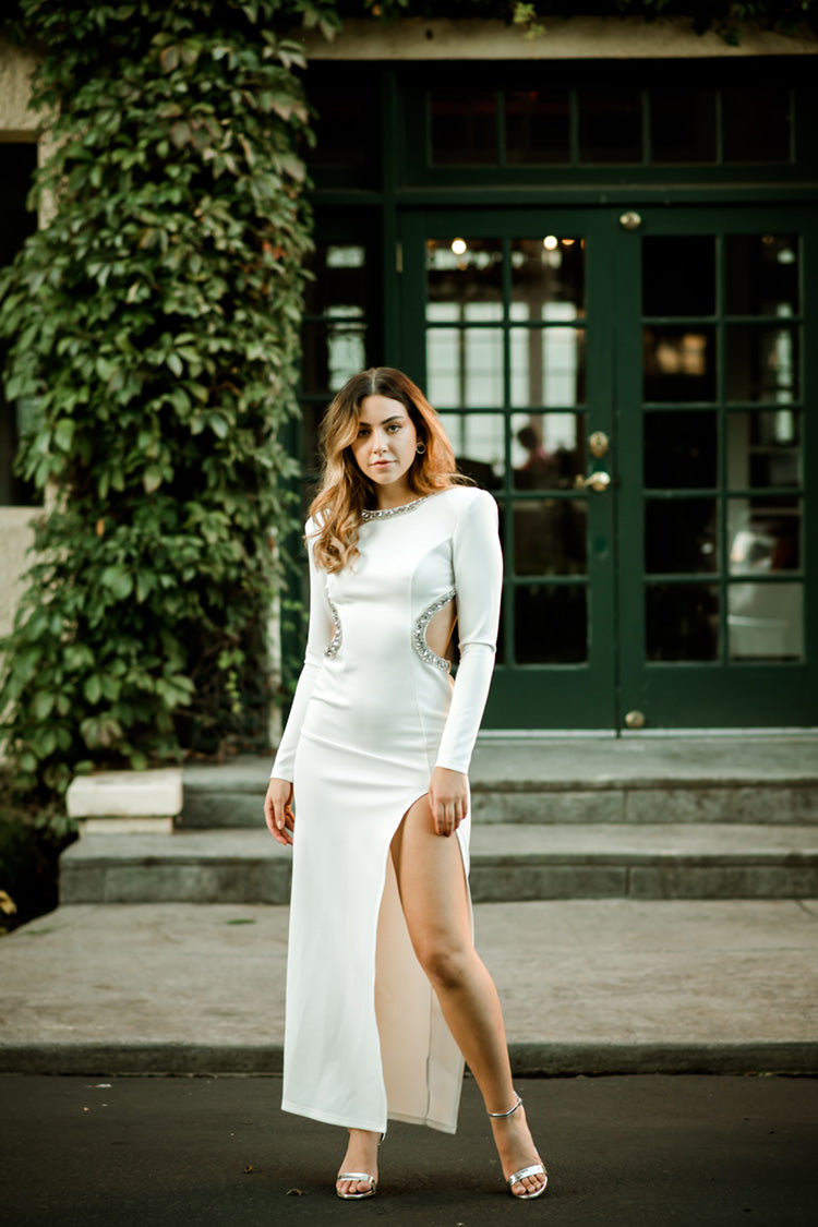 Gigi White Maxi with Rhinestone Trim - FINAL SALE