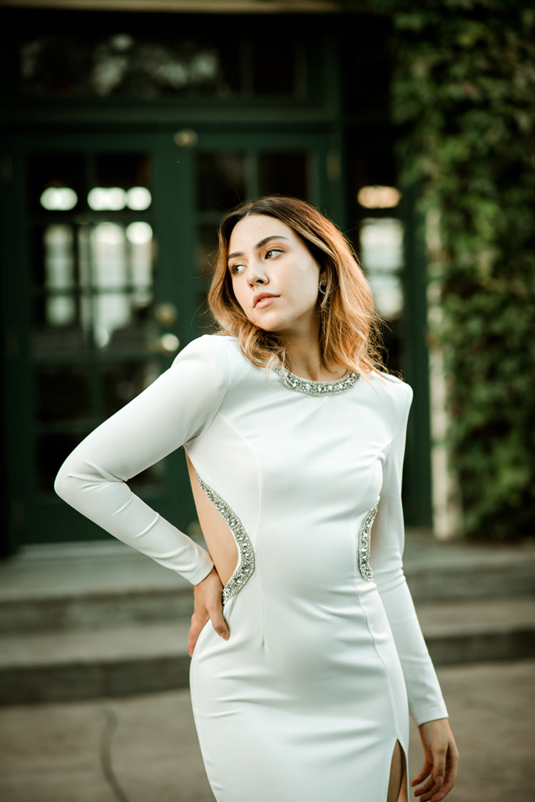 Gigi White Maxi with Rhinestone Trim - FINAL SALE