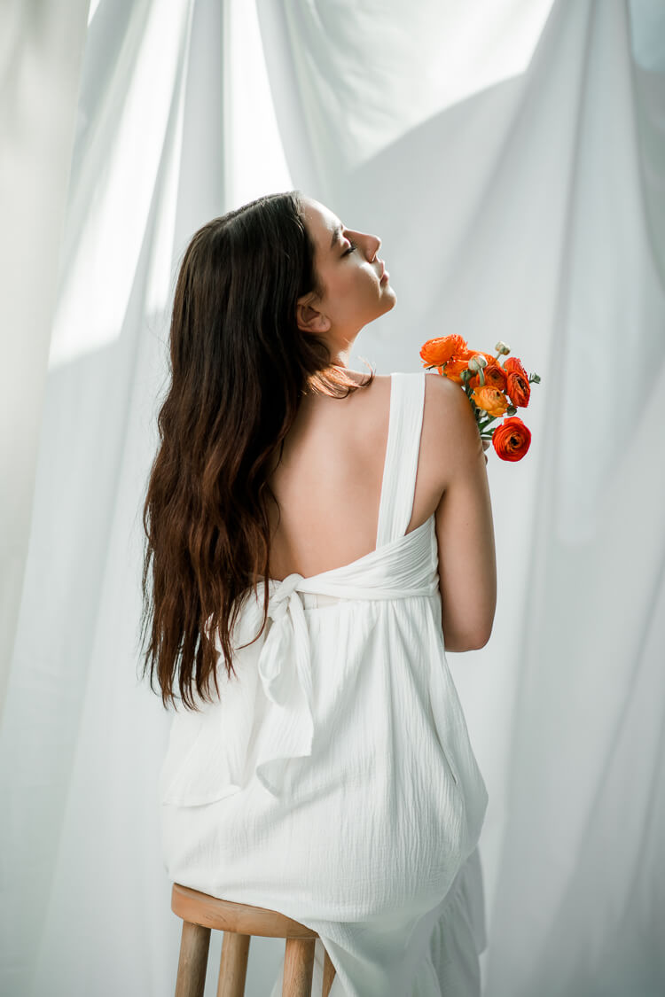 Cristina Bow-Tie Back Midi Dress - White - FINAL SALE