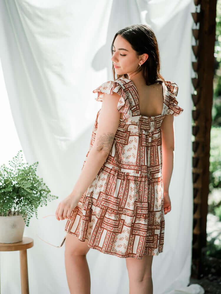 Carmen Botanical Square Neck Mini Dress - FINAL SALE