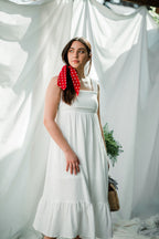 Cristina Bow-Tie Back Midi Dress - White - FINAL SALE