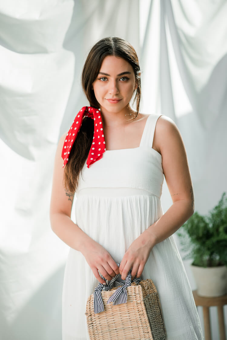 Cristina Bow-Tie Back Midi Dress - White - FINAL SALE