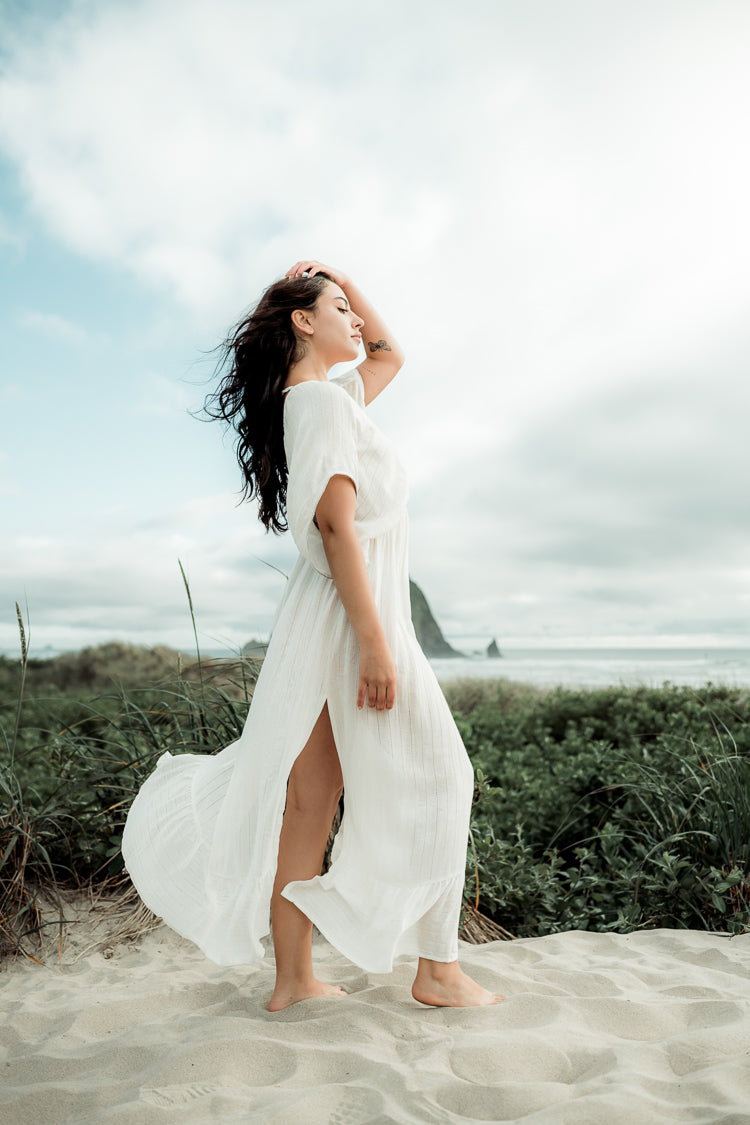 Nomad Metallic Thread Maxi Dress - White