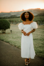 Giamba Tulle Sleeve Midi Dress