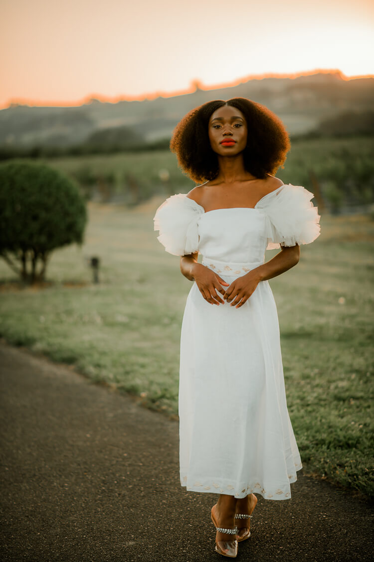 Giamba Tulle Sleeve Midi Dress