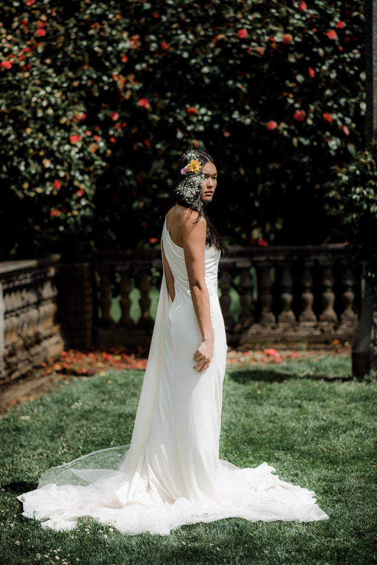Caila One Shoulder Maxi with Cape - FINAL SALE