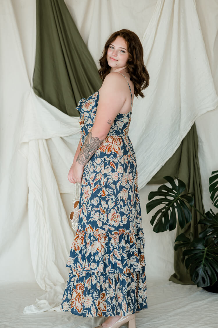 Mari Teal Floral Maxi Dress - FINAL SALE
