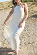 Zahara Long Cream Halter Dress - FINAL SALE