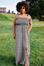 Gia Black and White Leaf Print Maxi Dress - FINAL SALE