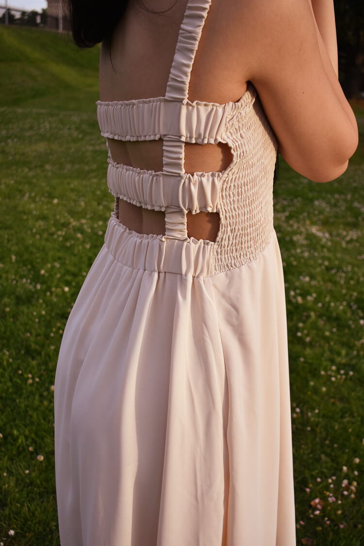 Jade Cream Cut-Out Midi Dress