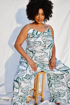 Kiana Palm Print Wide Legged Jumpsuit