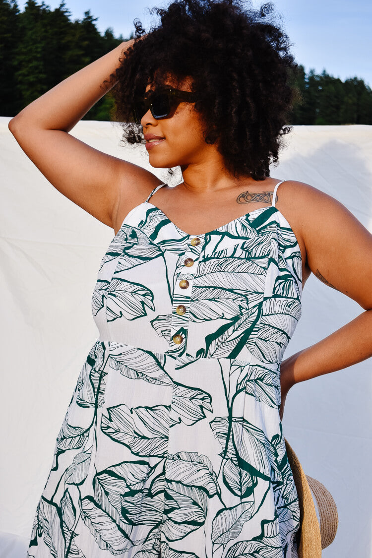 Kiana Palm Print Wide Legged Jumpsuit