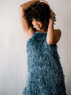 Dawn 3D Fringe Mini Dress - Blue - FINAL SALE