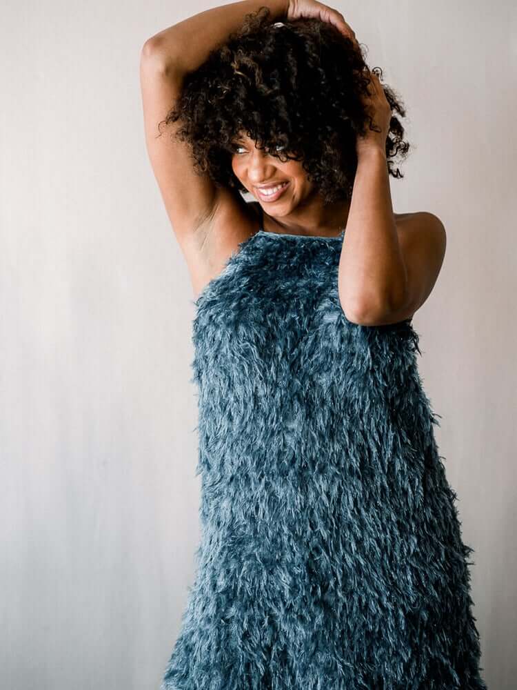 Dawn 3D Fringe Mini Dress - Blue - FINAL SALE