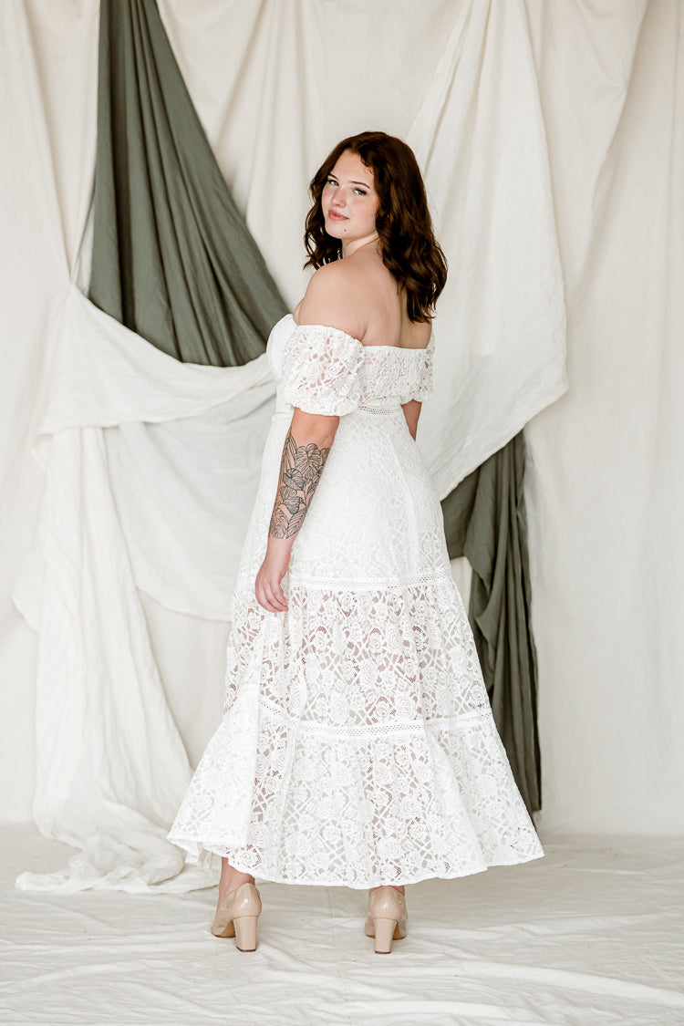 Demi Off the Shoulder Lace Gown