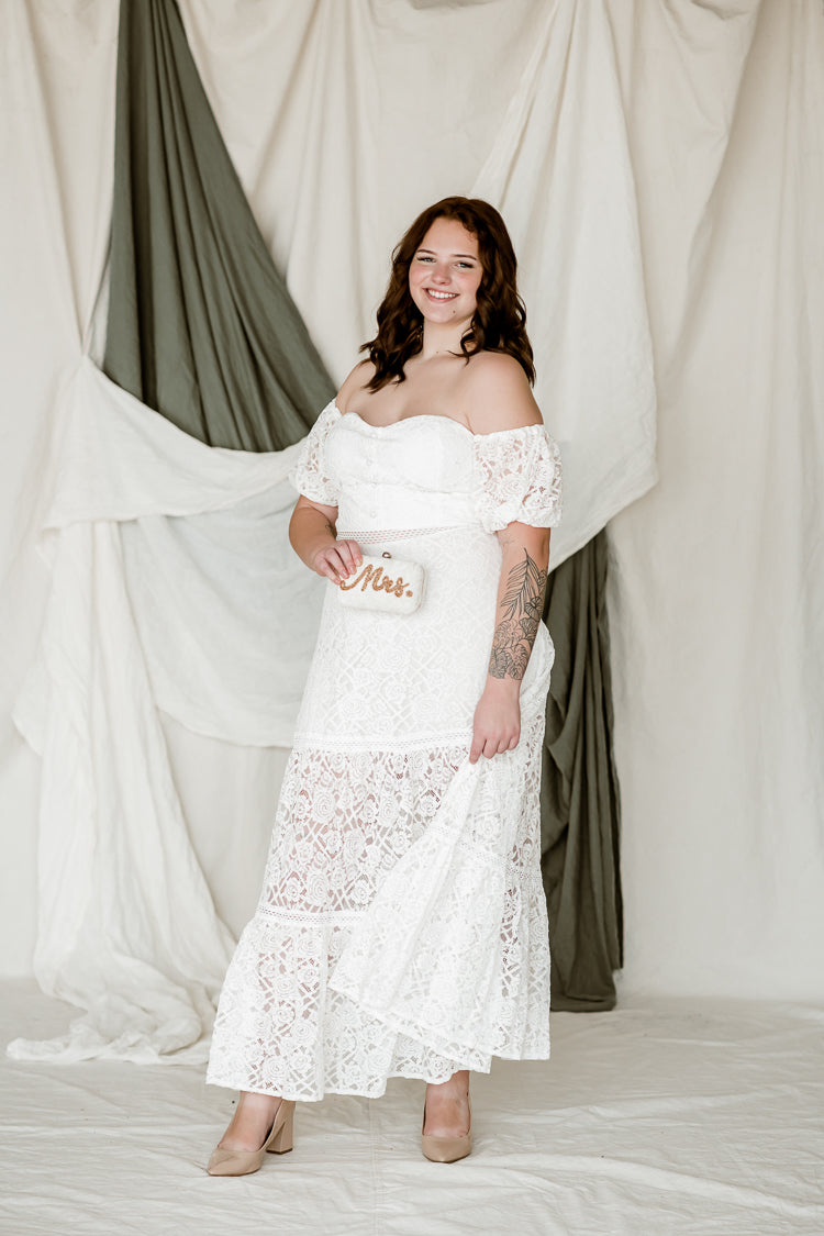 Demi Off the Shoulder Lace Gown