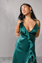Eden Silk Ruffle Slit Maxi Dress - FINAL SALE