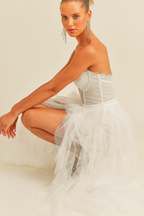 Elysée Lace Bustier Tulle High Low Maxi Dress