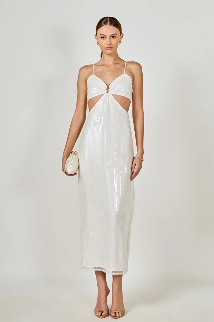 Emma Sequined Cut Out Midi Dress